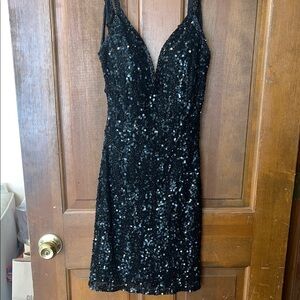 Dazzling Black Sequin Mini Dress